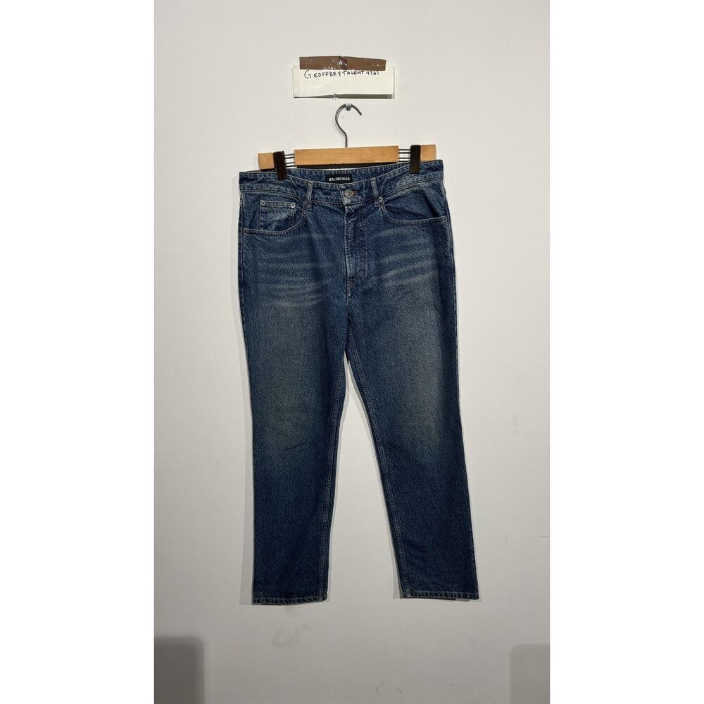 Balenciaga Medium Wash Straight Leg Jeans - Size 34